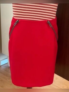 BCBG Red Mini Skirt With Decorative Side Zippers